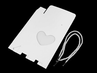 Papírová krabice s průhledem srdce a kroucenou šňůrkou - 4 ks - 1 bílá