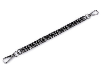 Řetízek / ucho na kabelku s karabinou délka 25 cm - 1 ks - 3 nikl černý