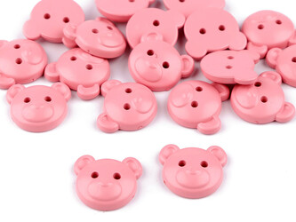 Knoflík dětský velikost 34" medvídek - 25 ks - 3 růžová