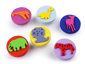 Pěnová razítka zvířátka Ø6 cm - 6 ks - mix