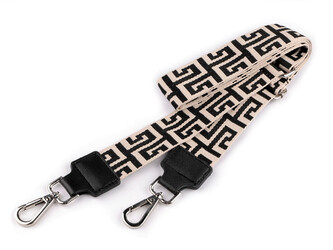 Textilní ucho / popruh na tašku s karabinami šíře 3,8 cm - 1 ks - 9 béžová světlá platina