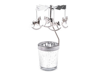 Otočný vánoční svícen / kolotoč - 1 ks - 5 stříbrná kůň