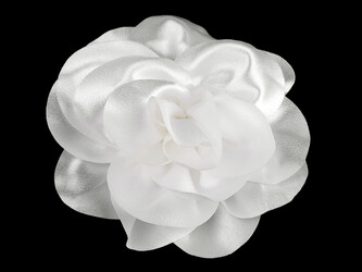 Brož / ozdoba do vlasů saténový květ Ø14,5 cm - 1 ks - 1 bílá