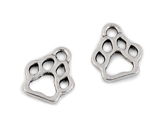 Přívěsek tlapka pro pejska 11x13 mm - 25 ks - platina