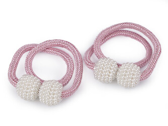 Dekorační úvaz / šňůra na závěsy s magnetem - 2 ks - 4 růžová nejsv.