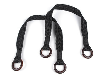 Proplétaná ucha na tašky délka 54 cm s kroužky - 2 ks - 2 černá