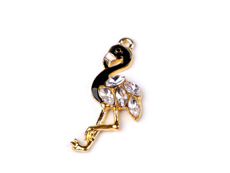 Přívěsek plameňák s broušenými kamínky 14x32 mm - 10 ks - 2 černá