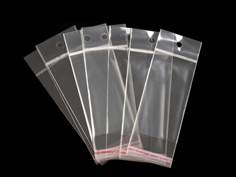 PP sáček s lepicí klopou a závěsem 5x10 cm - 100 ks - transparent