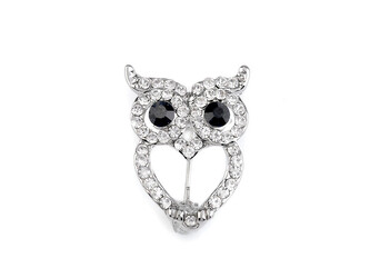Brož s broušenými kamínky kočka, sova - 1 ks - 2 crystal sova