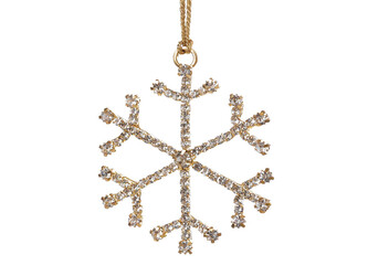 Vánoční štrasová vločka k zavěšení Ø6,5 cm - 1 ks - 2 crystal zlatá