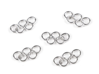 Kovová ozdoba olympijské kruhy 12x24 mm - 5 ks - platina