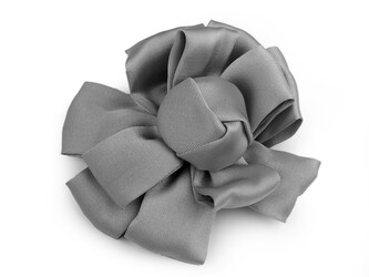 Saténový květ k našití a nalepení Ø6,5 cm - 10 ks - 8 šedá světlá