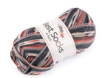 Pletací příze Best Socks samovzorovací / ponožkovka 100 g - 1 ks - 20 (7382) hnědá