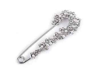 Brož s broušenými kamínky na spínacím špendlíku - 1 ks - 2 crystal platina