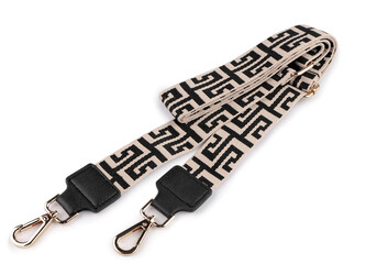 Textilní ucho / popruh na tašku s karabinami šíře 3,8 cm - 1 ks - 2 béžová světlá zlatá