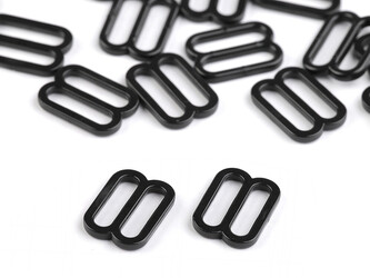 Posunovač a kroužek na prádlo šíře 12 mm plastový - 200 ks - 2 černá posunovač