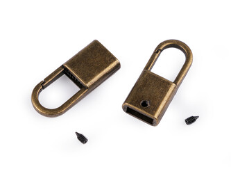 Kovová koncovka s karabinou šíře 9 mm - 10 ks - 4 staromosaz