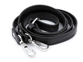 Koženkový popruh / ucho na kabelku s karabinami šíře 1,5 cm - 1 ks - 1 černá nikl
