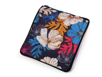 Skládací nákupní taška se zipem pevná 38x44 cm - 1 ks - 77 modrá tmavá květy