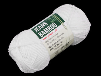 Pletací příze Jeans Bamboo 50 g - 1 ks - 1 (101) bílá