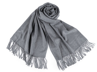 Šátek / šála typu pashmina s třásněmi 65x180 cm - 1 ks - 23 (04) šedá
