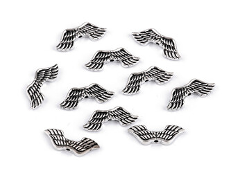 Ozdobný díl křídla 8x21 mm - 50 ks - platina
