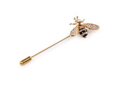 Ozdobný špendlík / brož s broušenými kamínky včela - 1 ks - crystal
