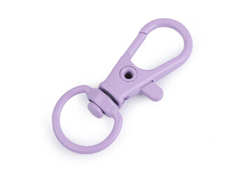 Kovová lakovaná karabina s obrtlíkem průvlek 10 mm - 10 ks - 2 fialová lila světlá