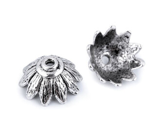 Koncovky na šňůrku / dekorační kaplíky 7x14 mm - 20 ks - platina s patinou