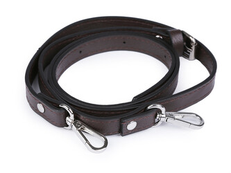 Koženkový popruh / ucho na kabelku s karabinami šíře 1,5 cm - 1 ks - 3 hnědá tmavá nikl