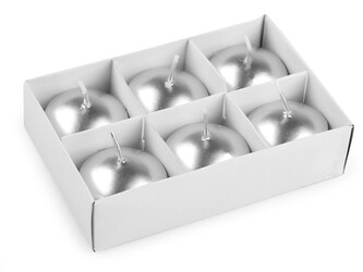 Plovoucí svíčky Ø4,5 cm - 6 ks - 2 stříbrná perleť