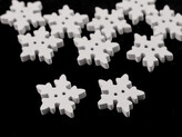 Dřevěný dekorační knoflík vločka - 50 ks - 5 (22 mm) bílá