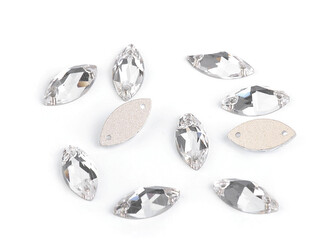 Broušené kamínky naveta našívací - 63 ks - 1 crystal