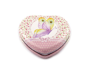 Kosmetické zrcátko srdce s motýlem - 1 ks - 4 béžová nejsv.