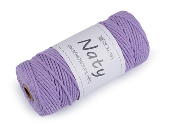 Bavlněná pletací příze macrame Naty Ø3 mm rozčesávací - 1 ks - 9 fialová lila