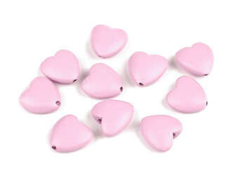 Dřevěné korálky srdce Ø20 mm - 10 ks - 1 růžová dětská