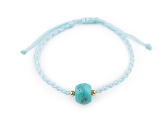 Náramek shamballa se skleněným korálkem - 1 ks - 3 tyrkys sv.