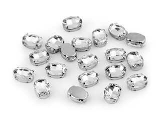 Našívací kamínky v pouzdře / kotlíku oválné - 20 ks - crystal