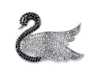 Brož s broušenými kamínky labuť - 1 ks - crystal