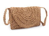 Háčkovaná kabelka z rafie - lýka crossbody 16x21 cm - 1 ks - 2 přírodní stř.