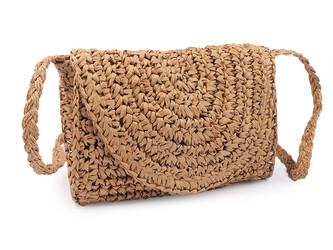 Háčkovaná kabelka z rafie - lýka crossbody 16x21 cm - 1 ks - 2 přírodní stř.