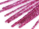 Chlupaté modelovací lurexové drátky Ø6 mm délka 30 cm - 100 ks - 10 fialovorůžová