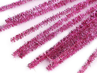 Chlupaté modelovací lurexové drátky Ø6 mm délka 30 cm - 100 ks - 10 fialovorůžová