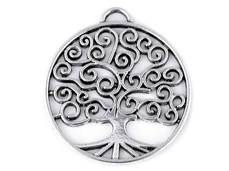 Velký přívěsek strom života Ø43 mm - 5 ks - platina
