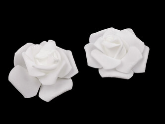Dekorace pěnová růže Ø7-8 cm - 10 ks - 1 bílá