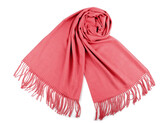 Šátek / šála typu pashmina s třásněmi 65x180 cm - 1 ks - 3 (48) korálová