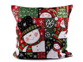 Vánoční gobelínový povlak na polštář 46x46 cm - 1 ks - 10 červená sněhulák