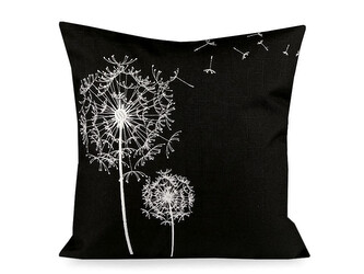 Povlak na polštář s výšivkou 43x43 cm pampelišky - 2 ks - 2 černá