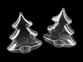 Plastová krabička dvoudílná - zvonek, stromeček, kapka, hvězda - 12 ks - 2 transparent strom