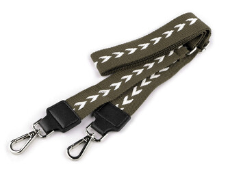 Textilní ucho / popruh na tašku s karabinami šíře 3,8 cm - 1 ks - 6 zelená khaki platina